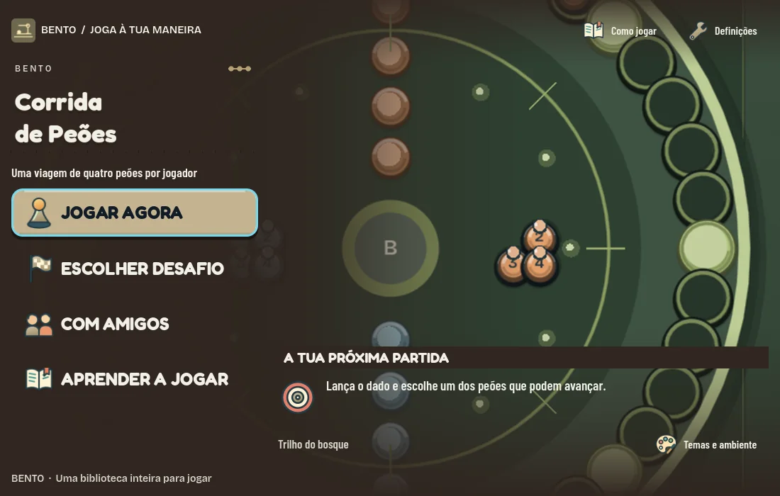 Ecrã inicial de Bento Corrida de Peões